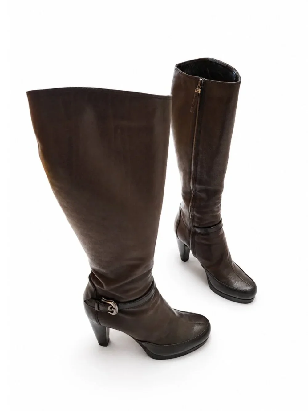 Fendi Stivale Mix Vitello Knee-High Boots Nero+Moro EU40 — FW2008 Made in Italy
